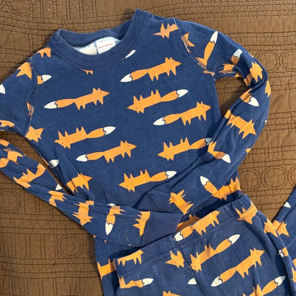 Hanna Andersson Blue and Orange Fox Pajama Set